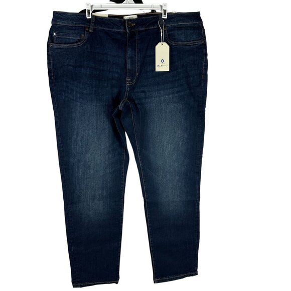 Ben Sherman Mens Stretch Skinny Fit Jeans - 42W 32L - Dark Wash Denim NEW